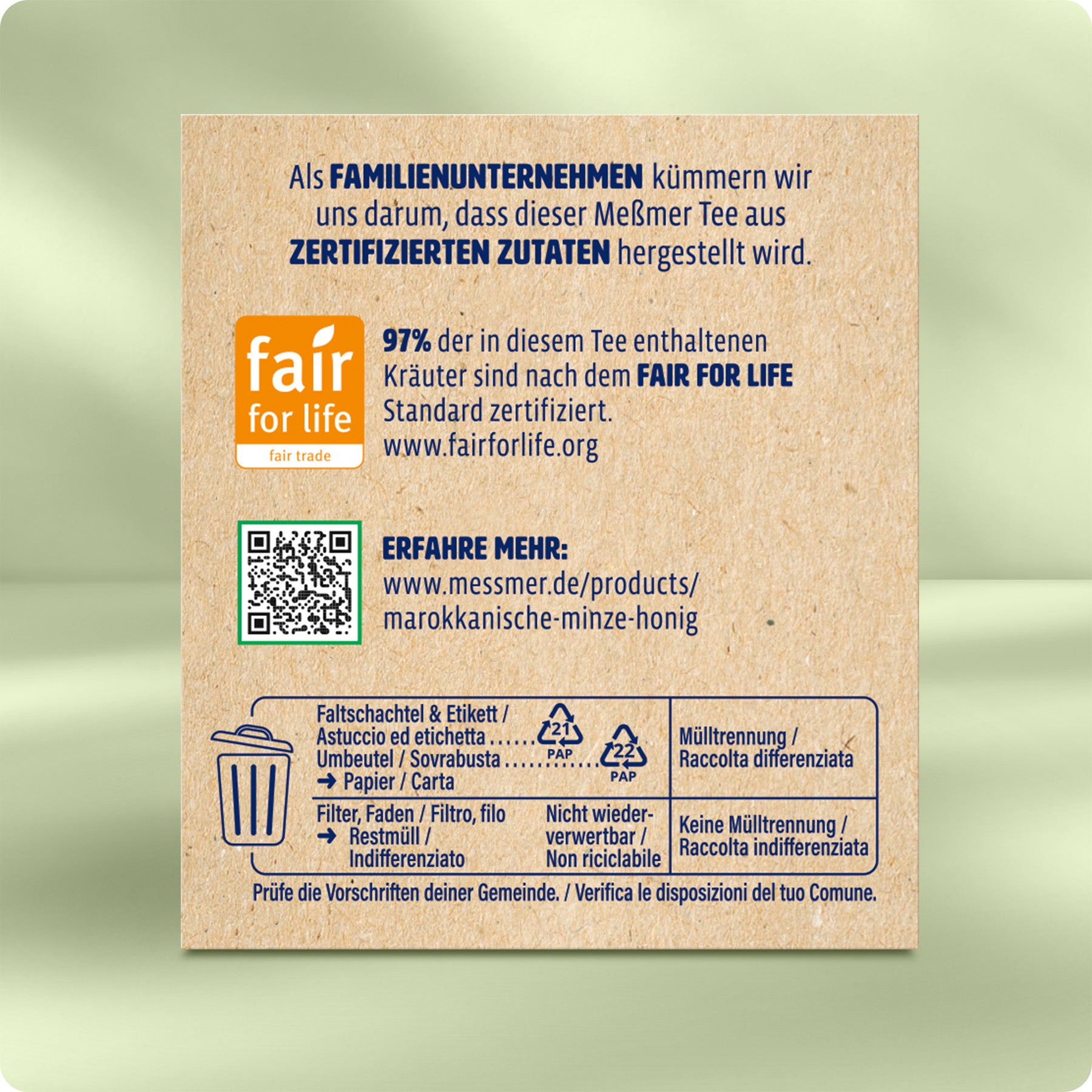 20 x 2,5 g teabags (50 g) | Store in a dry place, protected from heat.